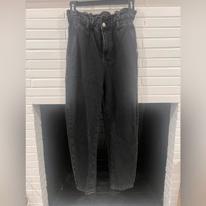 Zara Black High Waisted Paperbag Jeans
